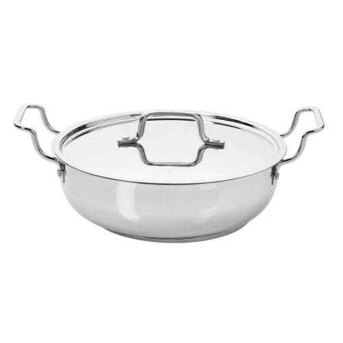 Vinod Majestic Stainless Steel Sandwich Bottom Indian Kadai, 24 cm / 3.2 Liter (3.4 Qt) Capacity, Induction, Electric & Gas Stove Compatible