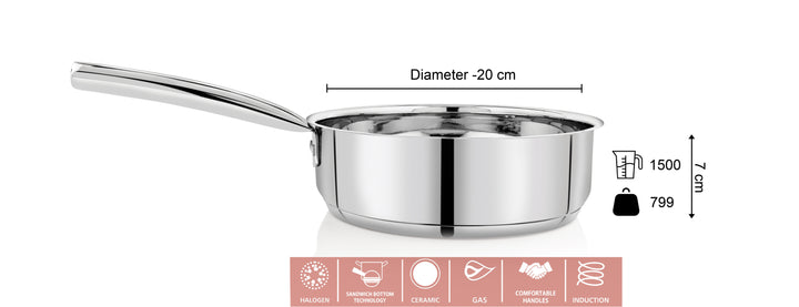  Steel Sandwich Bottom Fry Pan