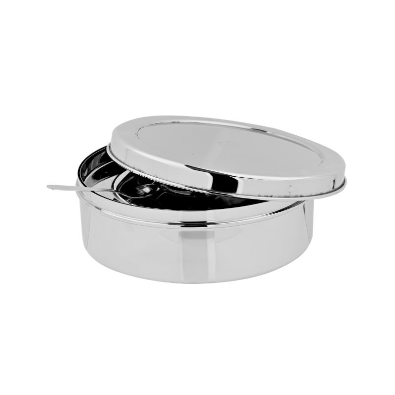 Vinod Stainless Steel Spice Box, 7 Containers with Spoon &  Steel Lid - 8 Inches, No.12