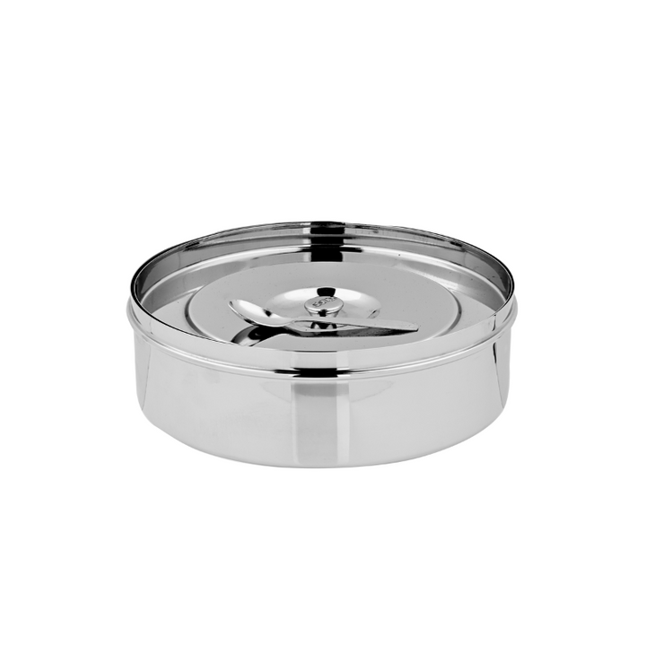 Vinod Stainless Steel Spice Box, 7 Containers with Spoon &  Steel Lid - 8 Inches, No.12